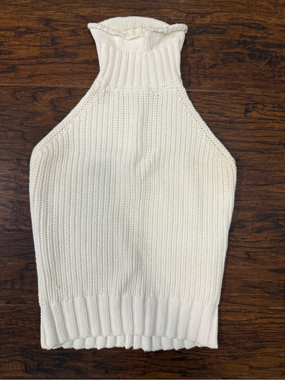 Olivaceous Cream Ribbed Halter Knit Tank